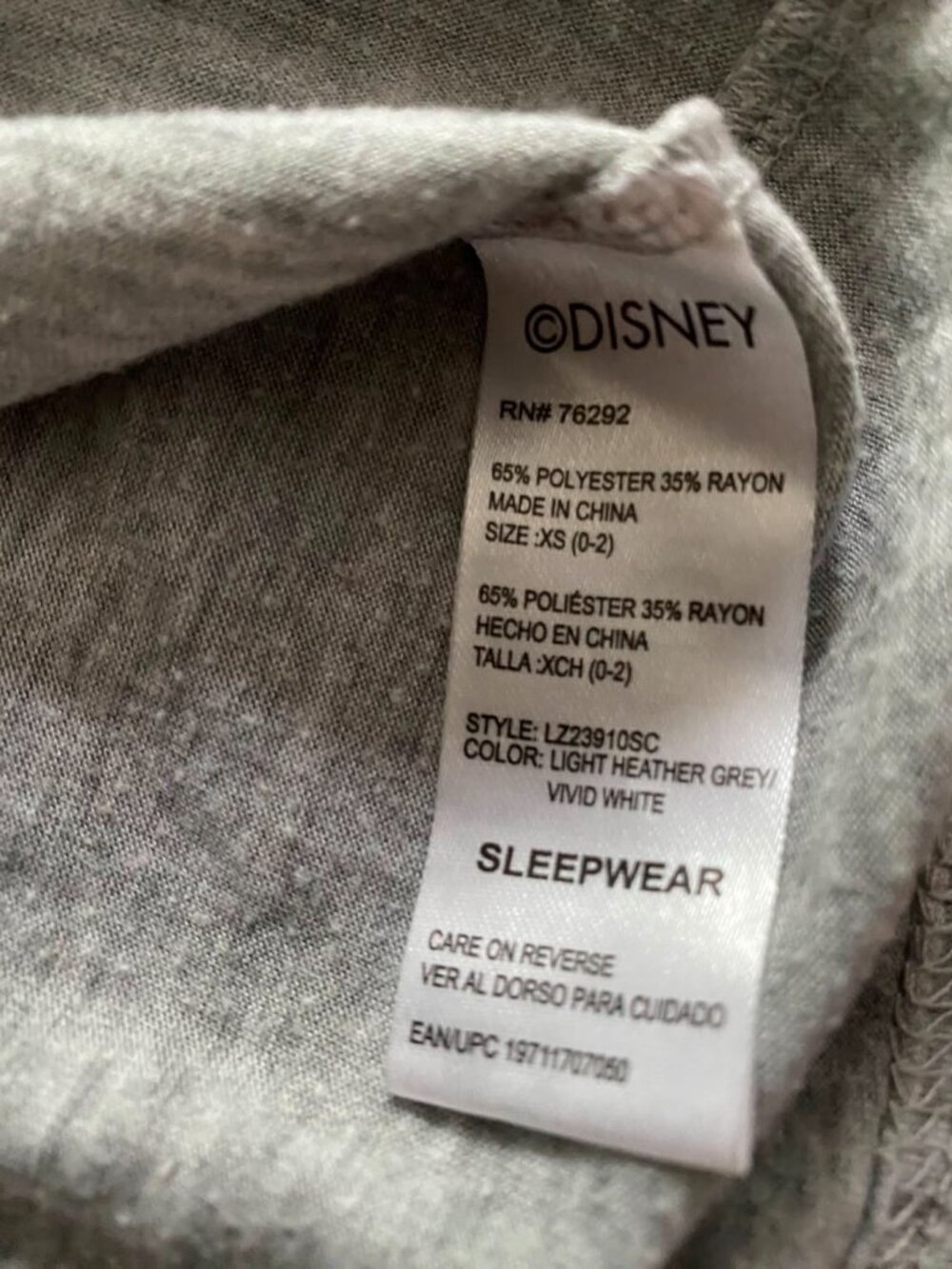 DISNEY Women’s Sleepwear Tank Gray Top, Size XS - Picture 7 of 7
